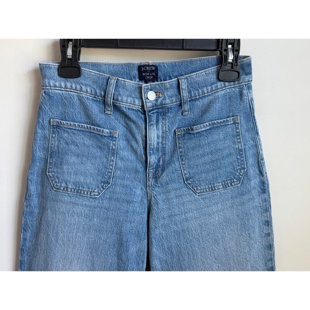 J. Crew High Waisted Button Fly Point Sur Denim Wide Leg Crop Jeans Blue 25P - Picture 3 of 10